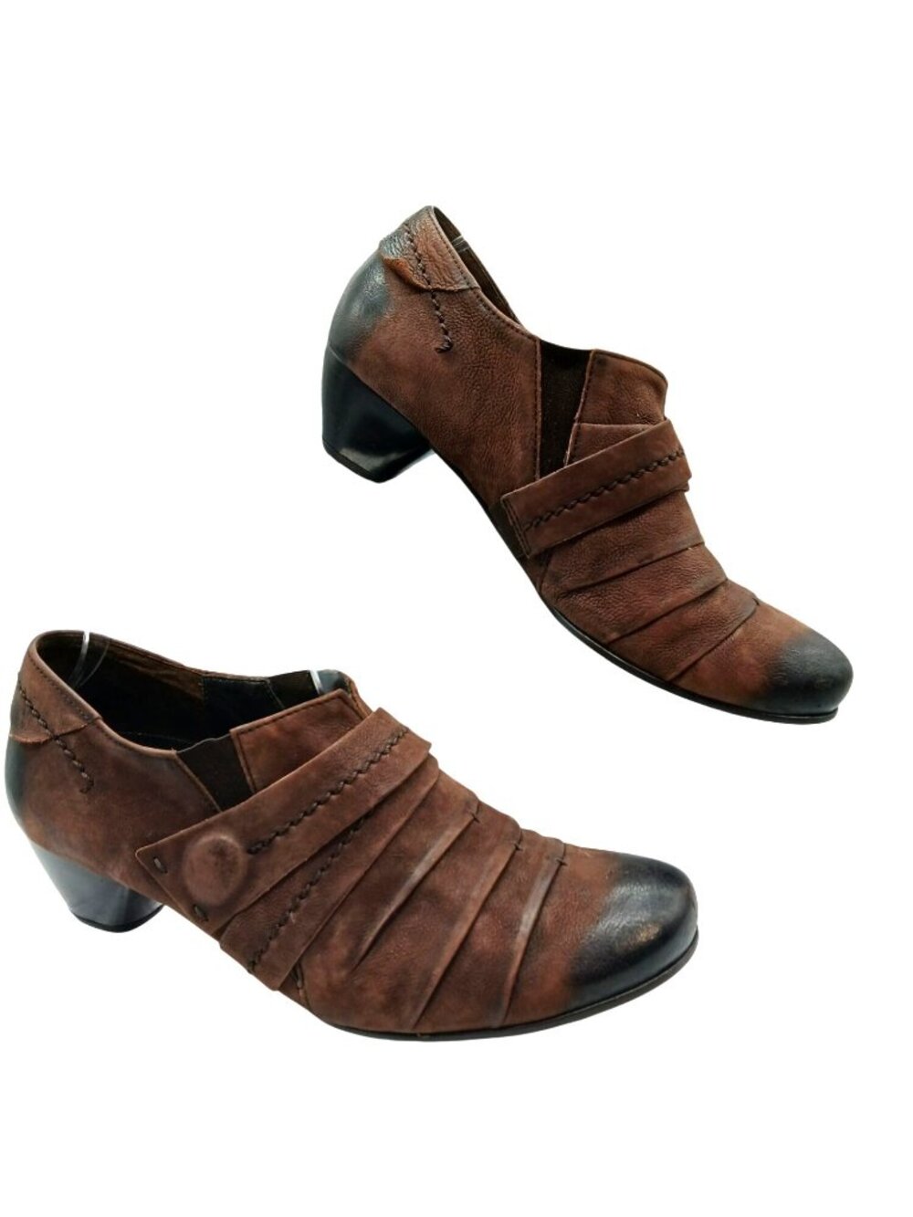 Gabor Comfort Brown Leather Pleated Low Boots Shootie Shoes UK 7 USA Booties - Picture 2 of 16